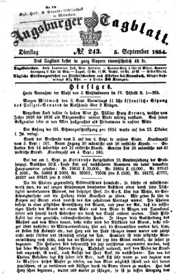 Augsburger Tagblatt Dienstag 5. September 1854