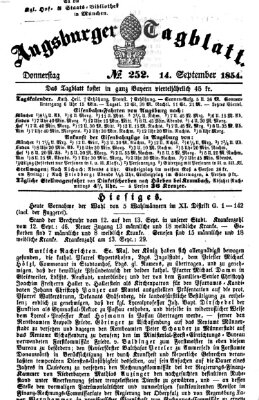 Augsburger Tagblatt Donnerstag 14. September 1854