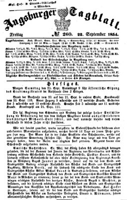 Augsburger Tagblatt Freitag 22. September 1854