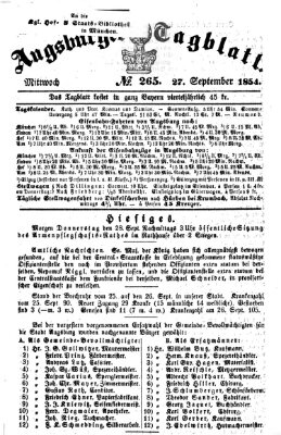 Augsburger Tagblatt Mittwoch 27. September 1854