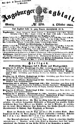 Augsburger Tagblatt Montag 2. Oktober 1854