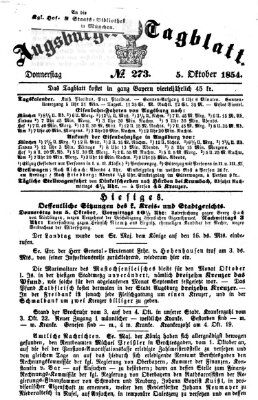 Augsburger Tagblatt Donnerstag 5. Oktober 1854