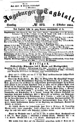 Augsburger Tagblatt Samstag 7. Oktober 1854