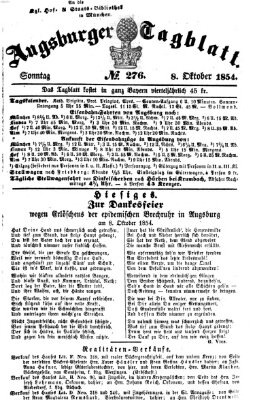 Augsburger Tagblatt Sonntag 8. Oktober 1854