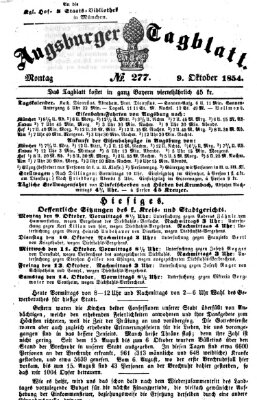 Augsburger Tagblatt Montag 9. Oktober 1854