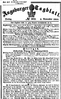 Augsburger Tagblatt Freitag 3. November 1854