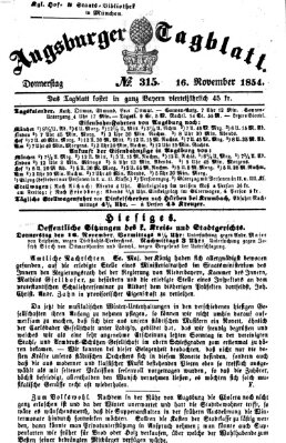 Augsburger Tagblatt Donnerstag 16. November 1854