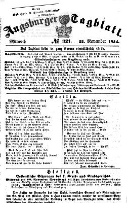 Augsburger Tagblatt Mittwoch 22. November 1854