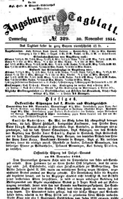 Augsburger Tagblatt Donnerstag 30. November 1854