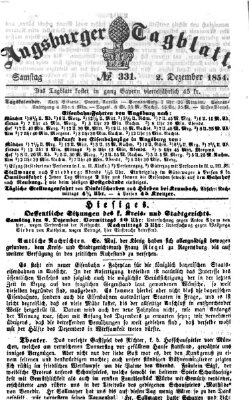 Augsburger Tagblatt Samstag 2. Dezember 1854