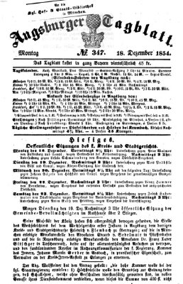 Augsburger Tagblatt Montag 18. Dezember 1854