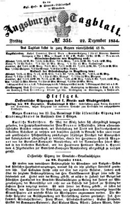 Augsburger Tagblatt Freitag 22. Dezember 1854