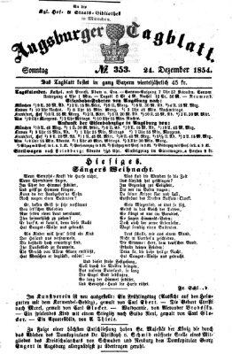 Augsburger Tagblatt Sonntag 24. Dezember 1854