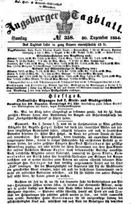 Augsburger Tagblatt Samstag 30. Dezember 1854