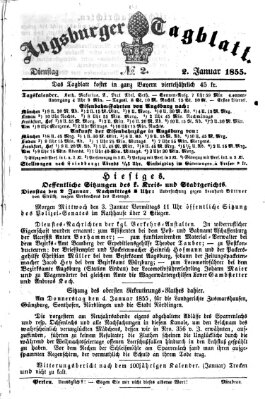 Augsburger Tagblatt Dienstag 2. Januar 1855