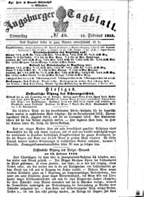 Augsburger Tagblatt Donnerstag 15. Februar 1855