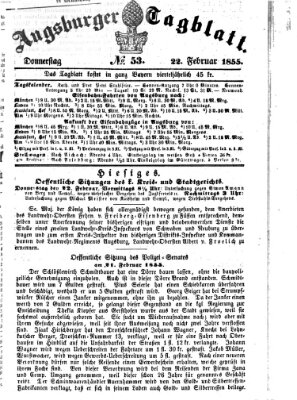 Augsburger Tagblatt Donnerstag 22. Februar 1855