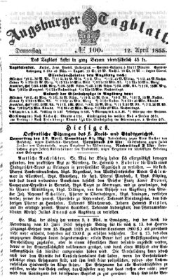 Augsburger Tagblatt Donnerstag 12. April 1855