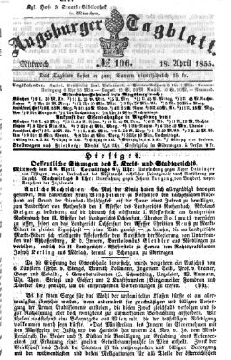 Augsburger Tagblatt Mittwoch 18. April 1855