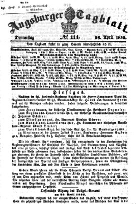 Augsburger Tagblatt Donnerstag 26. April 1855