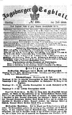 Augsburger Tagblatt Samstag 14. Juli 1855