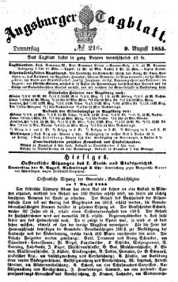 Augsburger Tagblatt Donnerstag 9. August 1855