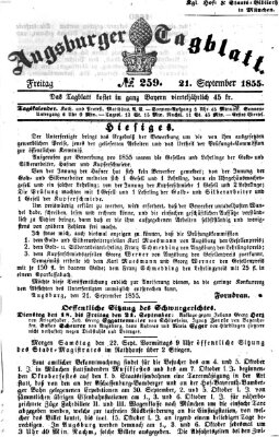 Augsburger Tagblatt Freitag 21. September 1855