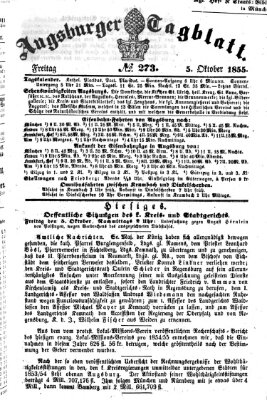 Augsburger Tagblatt Freitag 5. Oktober 1855