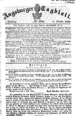 Augsburger Tagblatt Sonntag 7. Oktober 1855