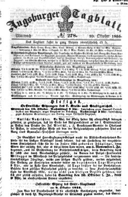 Augsburger Tagblatt Mittwoch 10. Oktober 1855