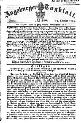 Augsburger Tagblatt Freitag 12. Oktober 1855