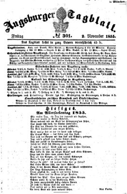 Augsburger Tagblatt Freitag 2. November 1855