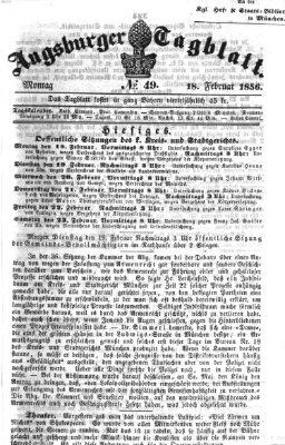 Augsburger Tagblatt Montag 18. Februar 1856