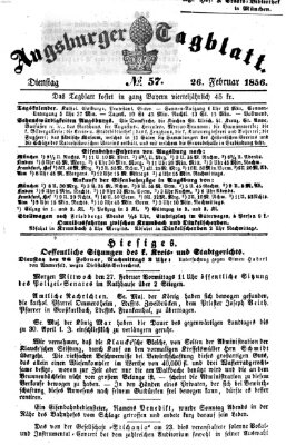 Augsburger Tagblatt Dienstag 26. Februar 1856