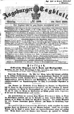 Augsburger Tagblatt Samstag 19. April 1856