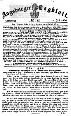 Augsburger Tagblatt Donnerstag 3. Juli 1856