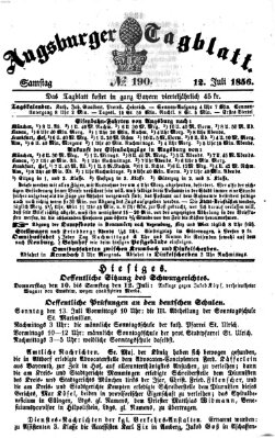 Augsburger Tagblatt Samstag 12. Juli 1856