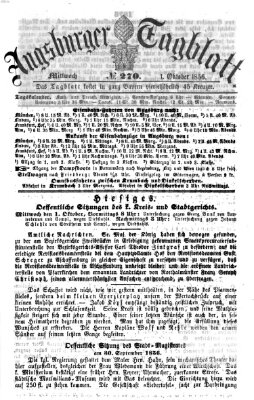 Augsburger Tagblatt Mittwoch 1. Oktober 1856