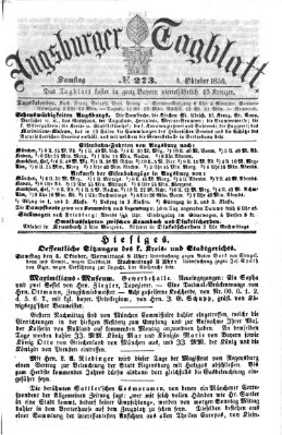 Augsburger Tagblatt Samstag 4. Oktober 1856