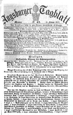 Augsburger Tagblatt Montag 16. Februar 1857