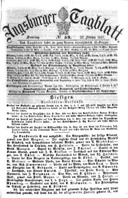 Augsburger Tagblatt Sonntag 22. Februar 1857