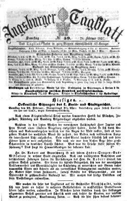 Augsburger Tagblatt Samstag 28. Februar 1857