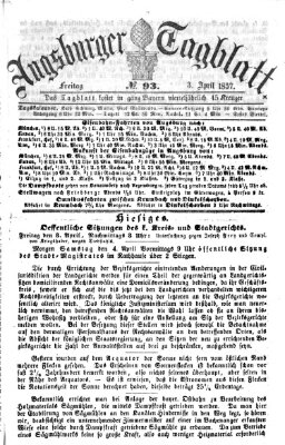 Augsburger Tagblatt Freitag 3. April 1857