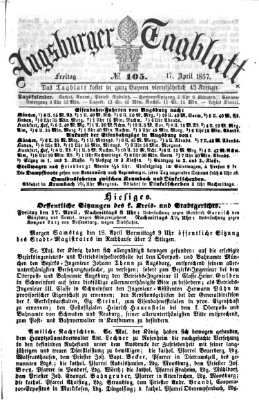 Augsburger Tagblatt Freitag 17. April 1857