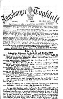 Augsburger Tagblatt Montag 20. April 1857