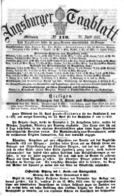 Augsburger Tagblatt Mittwoch 22. April 1857