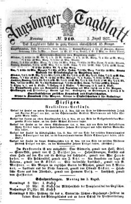 Augsburger Tagblatt Sonntag 2. August 1857