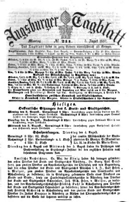 Augsburger Tagblatt Montag 3. August 1857