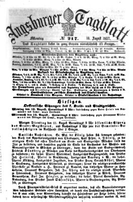 Augsburger Tagblatt Montag 10. August 1857