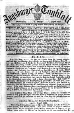 Augsburger Tagblatt Donnerstag 13. August 1857